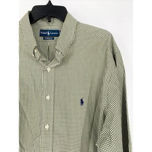 POLO RALPH LAUREN Classic Fit‎ Long Sleeve Button Shirt 17.5 XL Green Gingham
